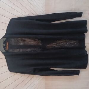 Belldini Knitted Cardigan Sweater Knit Fishnet Jet Black